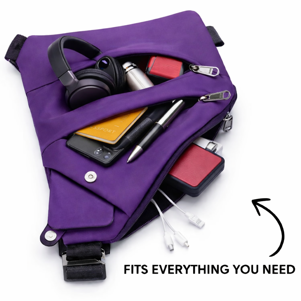 StrideSafe™-varkaudenestoinen olkalaukku